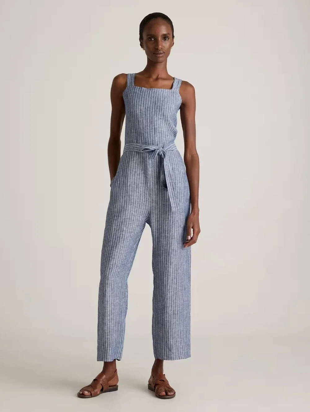 NWT Quince 100% European Linen Square Neck Jumpsuit